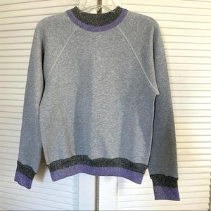 Cynthia Rowley Metallic Rib Sweatshirt Size Small Gray